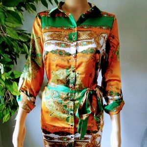 Green&Gold satin dress